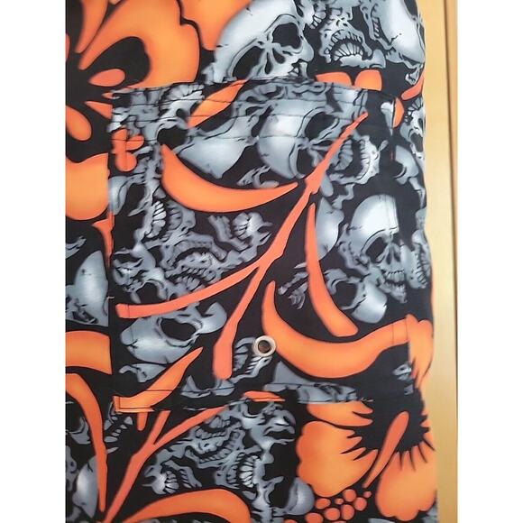 Point Zero Y2K Skull Board Shorts Men's Size M Floral Hibiscus Vintage Trunks - Picture 4 of 5